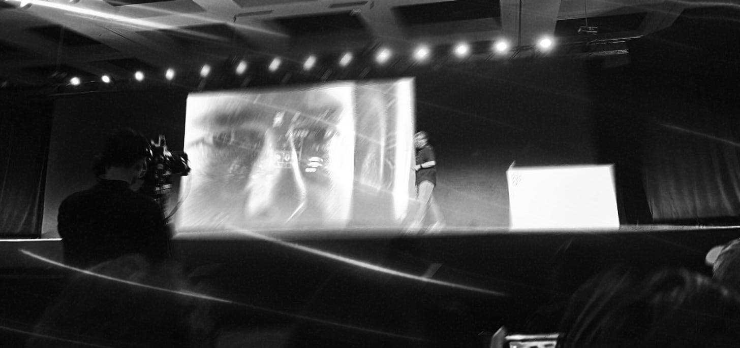 Jayse presenting film interface design at Config 2026